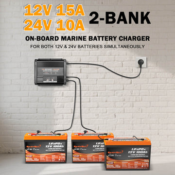 Enjoybot 2 Bank 12V 15A + 24V 10A On-Board Marine Battery Charger